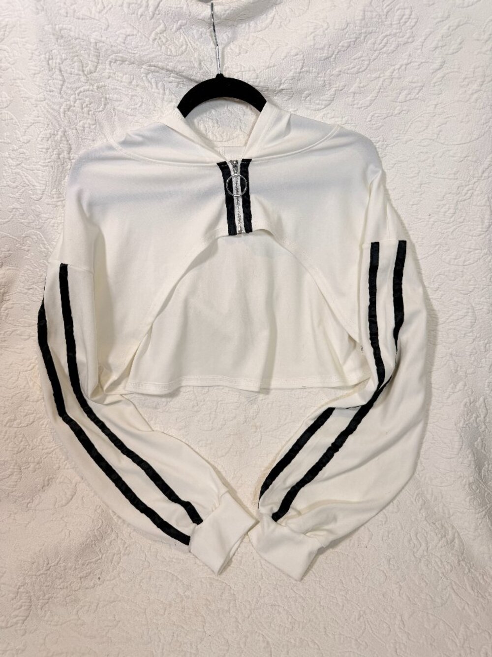 Women's White Crop Hoodie